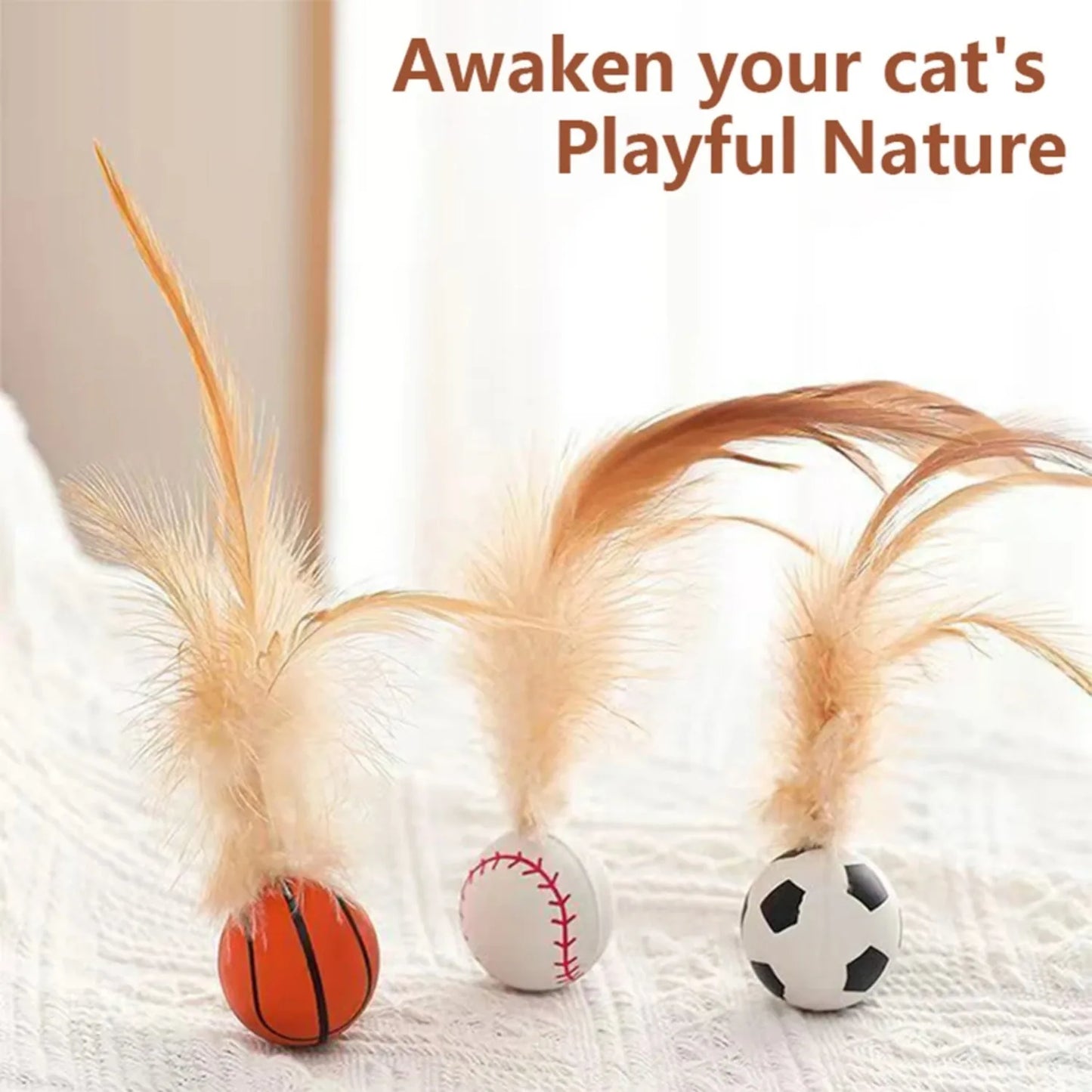 Interactive Feather Motion Cat Toy Ball