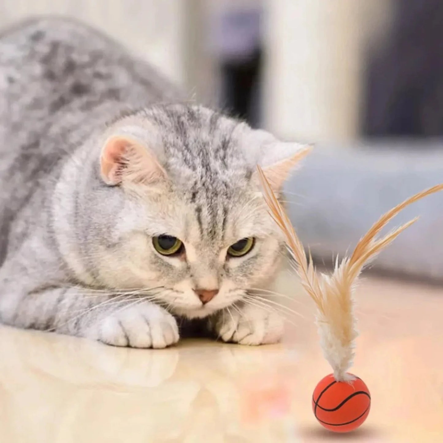 Interactive Feather Motion Cat Toy Ball