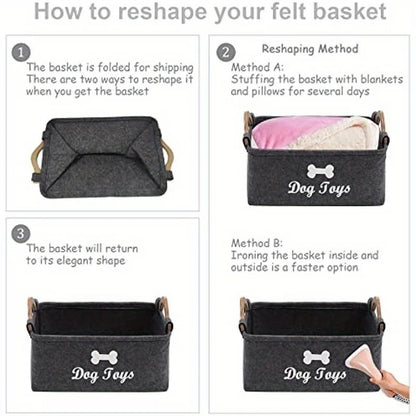 Foldable Felt Pet Toy Basket